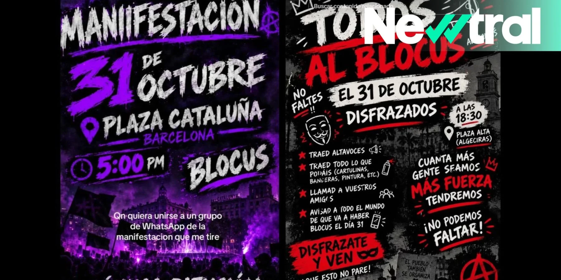 España en alerta ante nuevas convocatorias de protestas para Halloween en varias ciudades